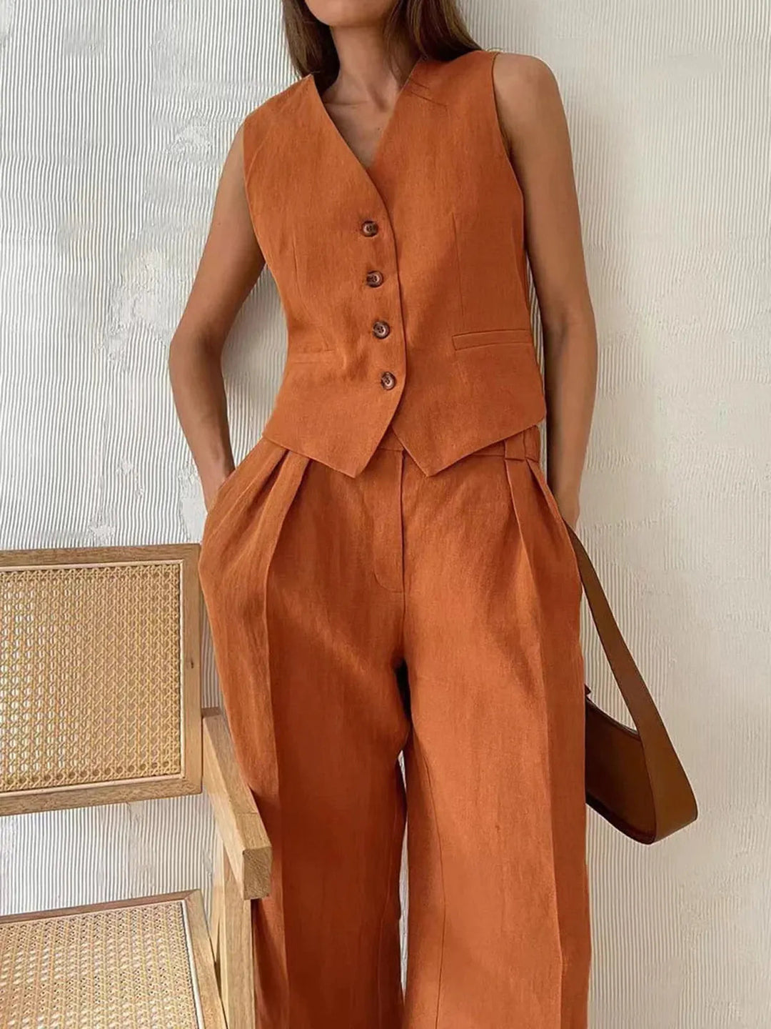Sienna Holloway | Cotton Linen Two-Piece Set For Women