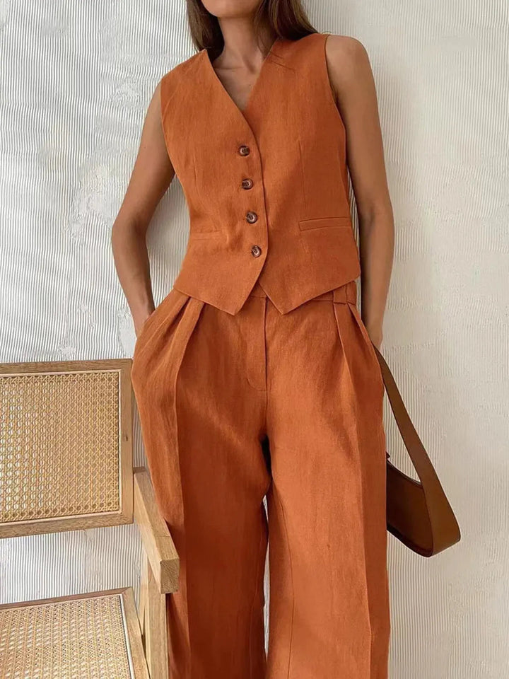 Sienna Holloway | Cotton Linen Two-Piece Set For Women