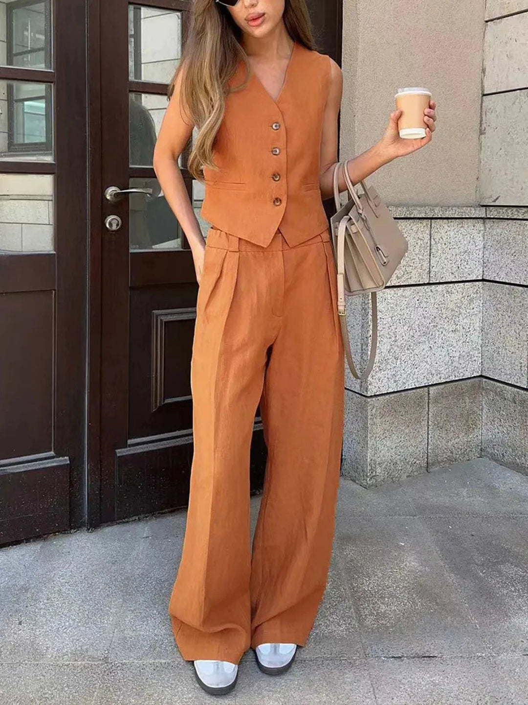 Sienna Holloway | Cotton Linen Two-Piece Set For Women