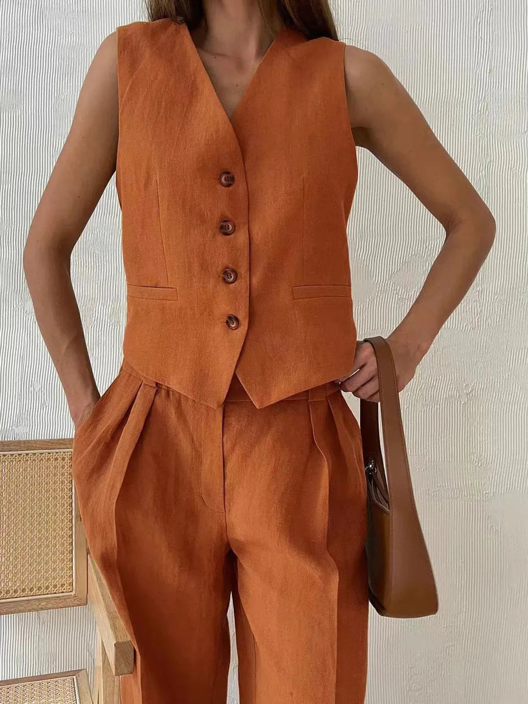 Sienna Holloway | Cotton Linen Two-Piece Set For Women