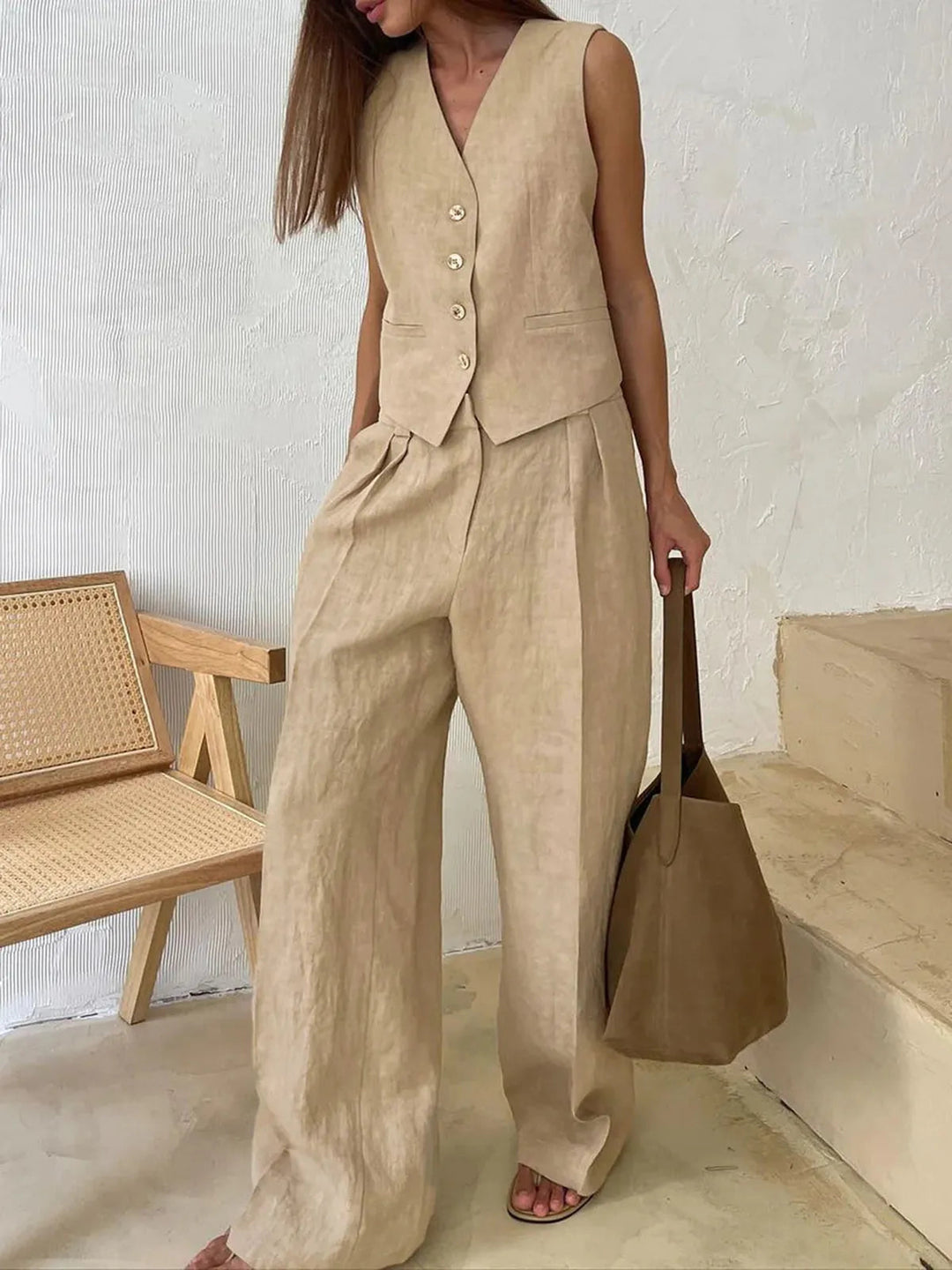 Sienna Holloway | Cotton Linen Two-Piece Set For Women