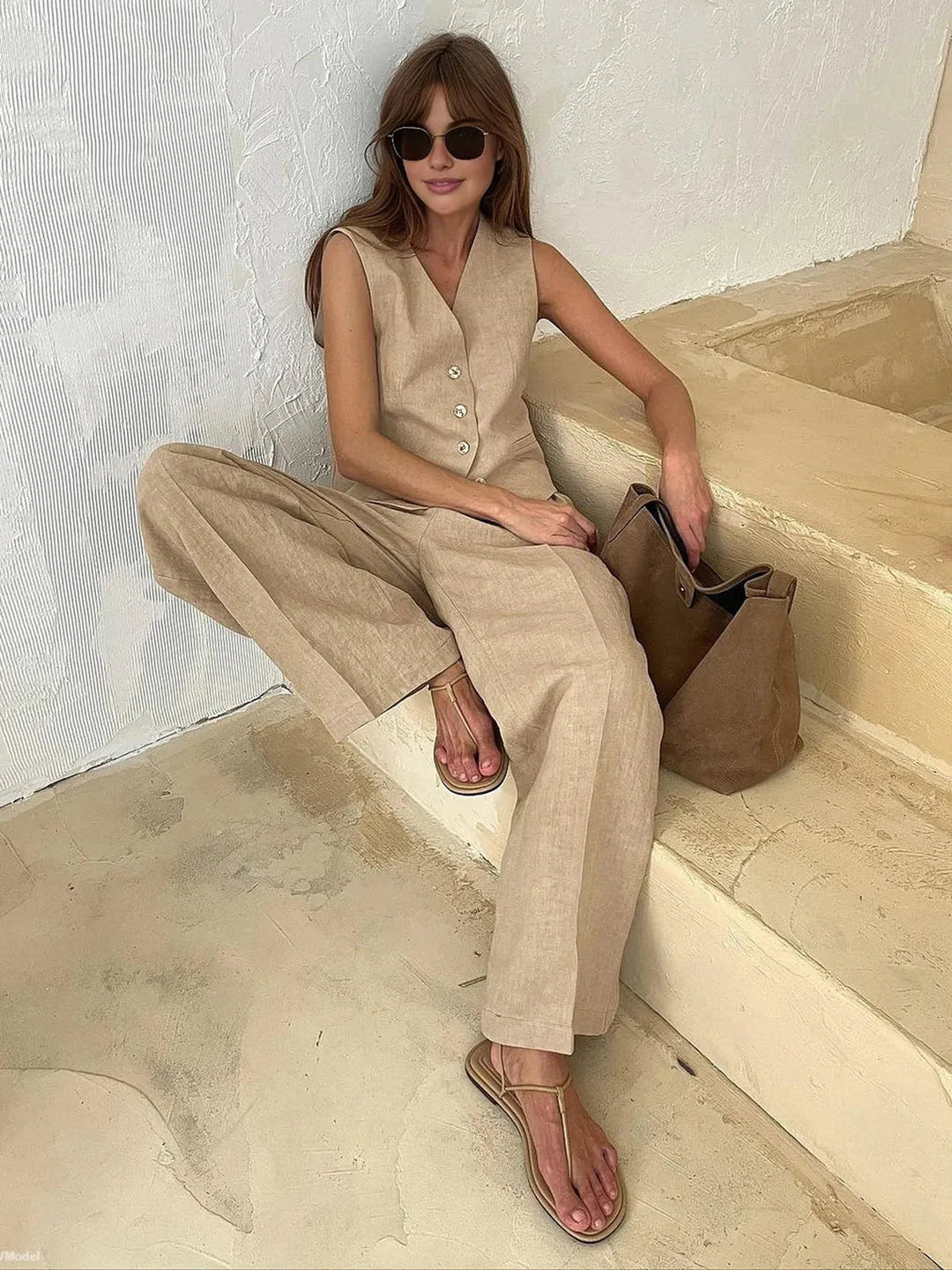 Sienna Holloway | Cotton Linen Two-Piece Set For Women
