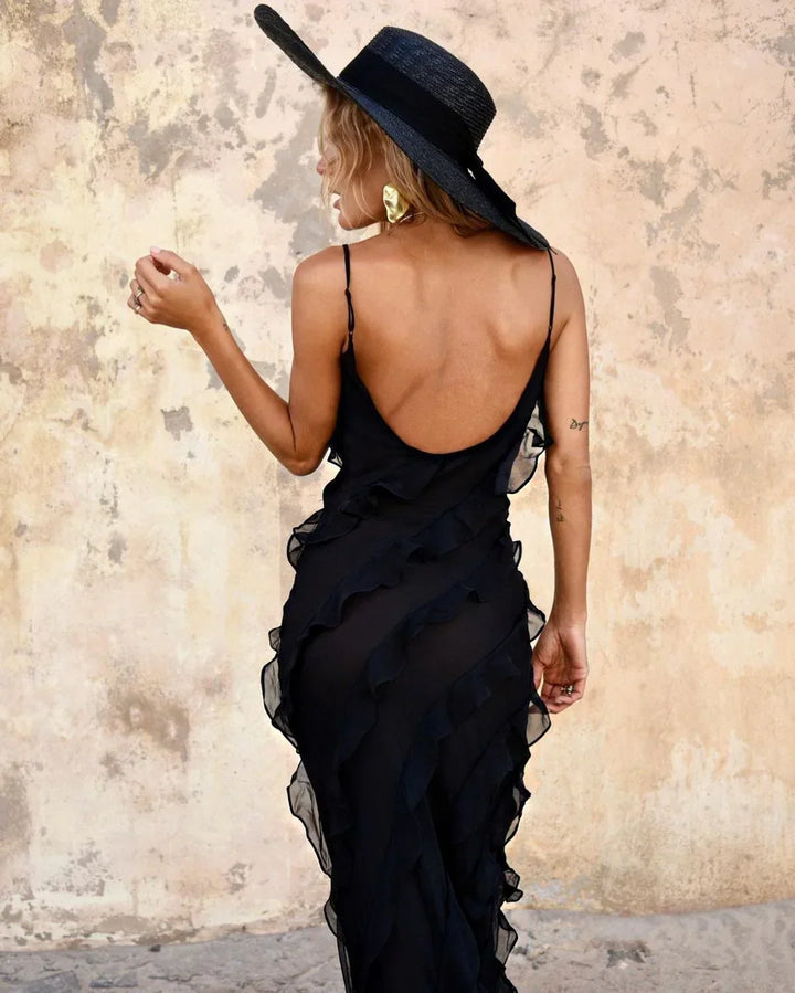 Charlotte Reid | Red Ruffle Maxi Dress For Women