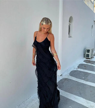 Charlotte Reid | Red Ruffle Maxi Dress For Women