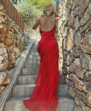 Charlotte Reid | Red Ruffle Maxi Dress For Women