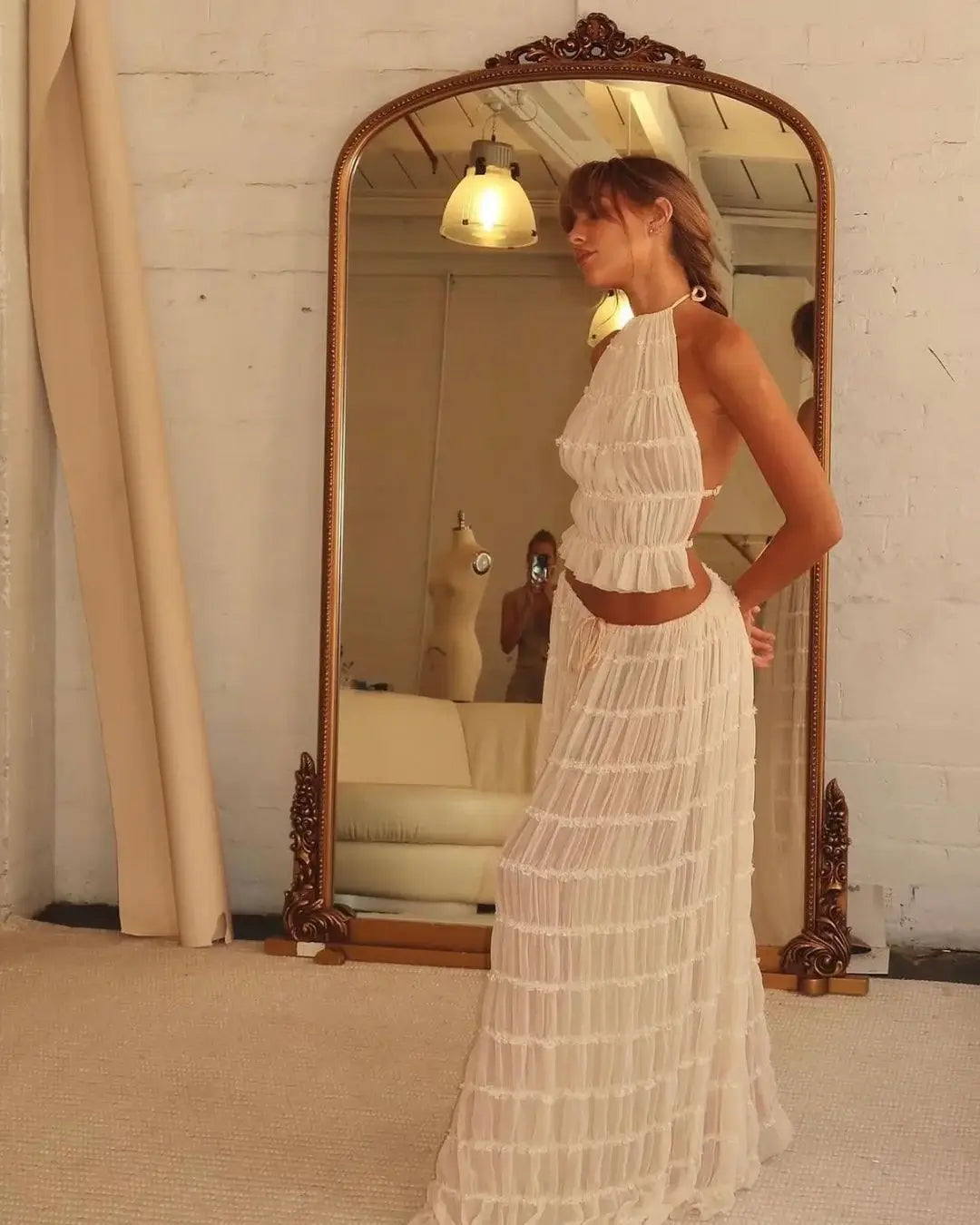 Ruby Collins | Ruffle Crop Top & Maxi Skirt Set For Women