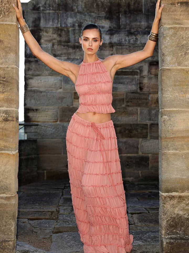 Ruby Collins | Ruffle Crop Top & Maxi Skirt Set For Women