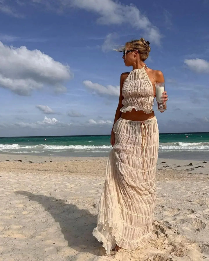 Ruby Collins | Ruffle Crop Top & Maxi Skirt Set For Women