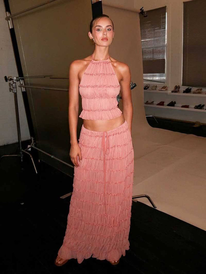 Ruby Collins | Ruffle Crop Top & Maxi Skirt Set For Women