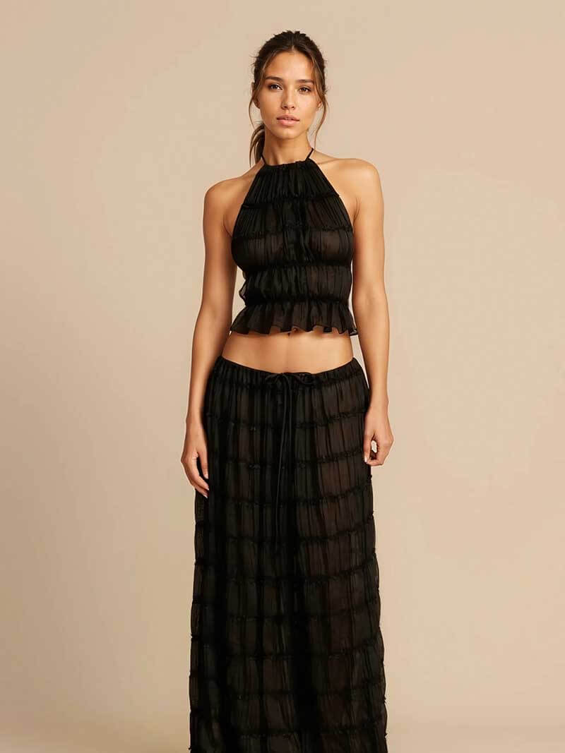 Ruby Collins | Ruffle Crop Top & Maxi Skirt Set For Women