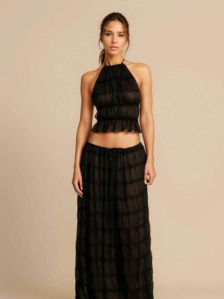 Ruby Collins | Ruffle Crop Top & Maxi Skirt Set For Women
