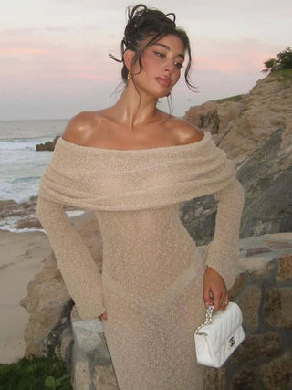 Charlotte Hayes | Off-Shoulder Bouclé Maxi Dress For Women