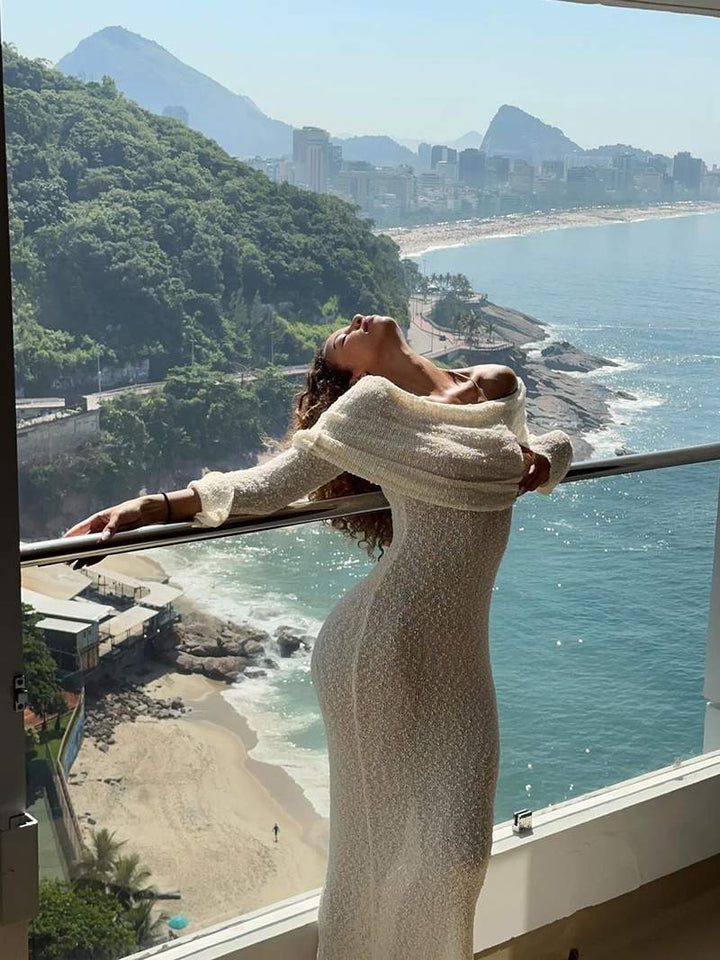 Charlotte Hayes | Off-Shoulder Bouclé Maxi Dress For Women