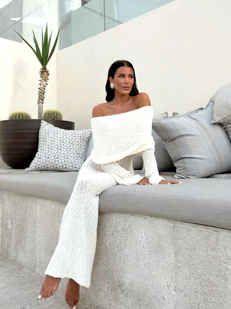 Charlotte Hayes | Off-Shoulder Bouclé Maxi Dress For Women