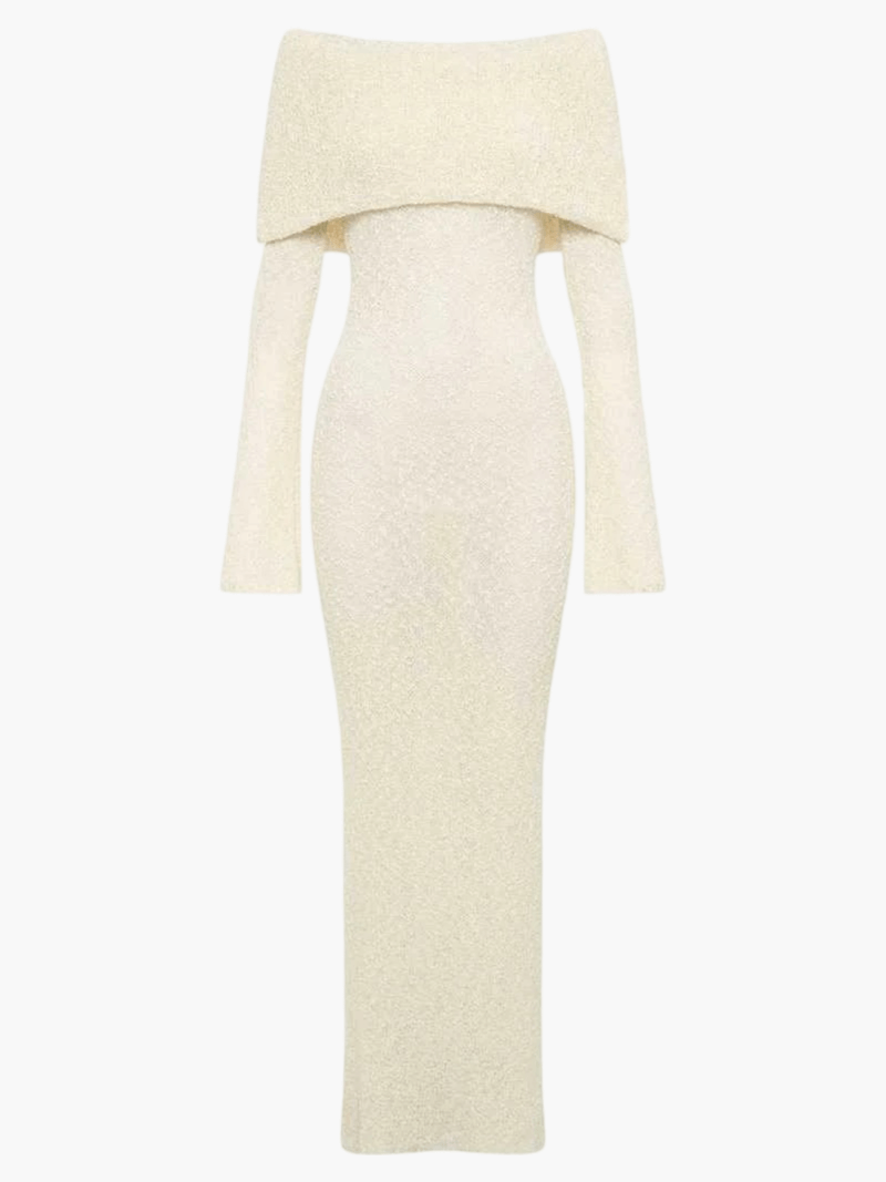 Charlotte Hayes | Off-Shoulder Bouclé Maxi Dress For Women