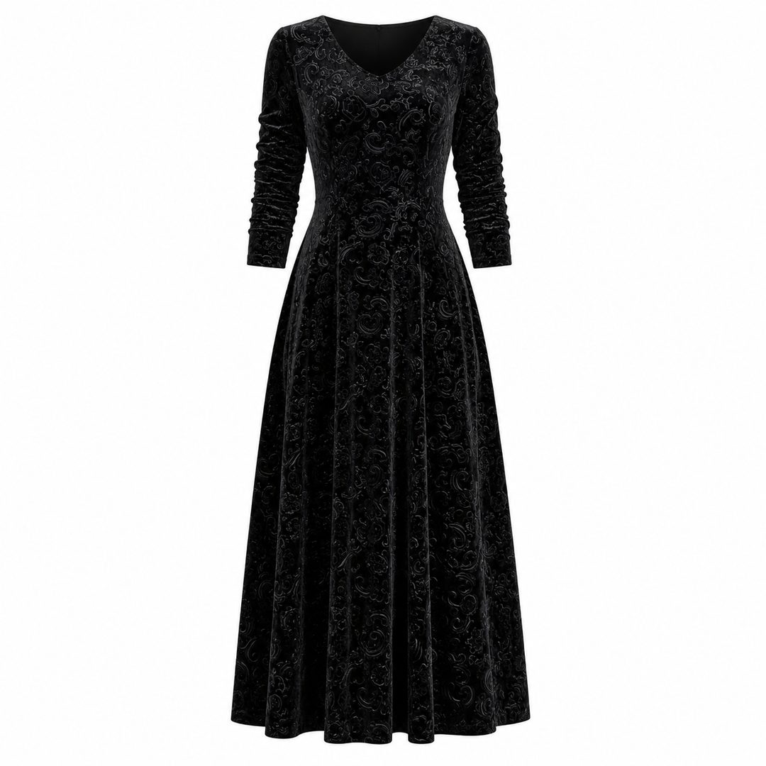 Elise Campbell | Embossed Velvet Midi Dress For Women
