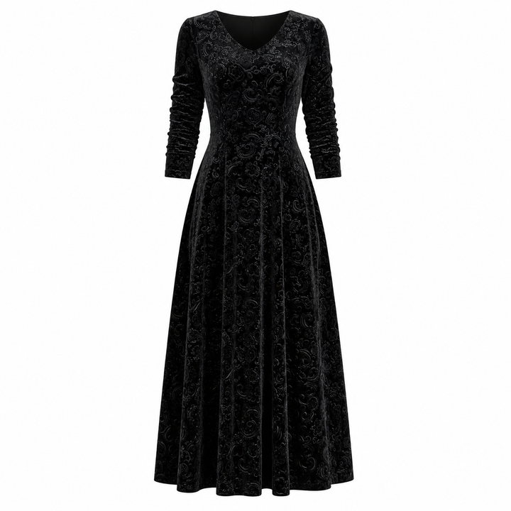 Elise Campbell | Embossed Velvet Midi Dress For Women