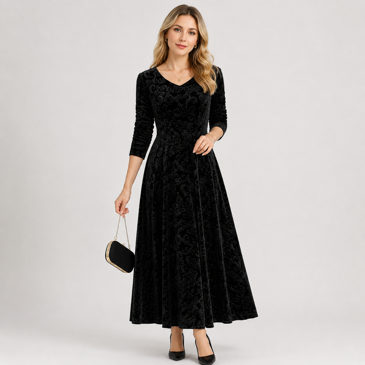 Elise Campbell | Embossed Velvet Midi Dress For Women