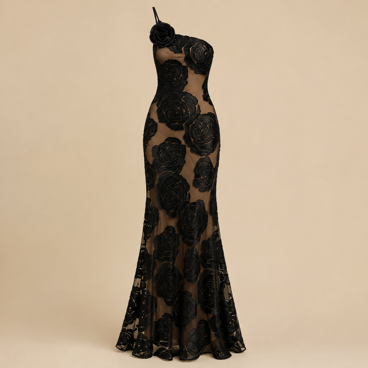 Elise Cromwell | Velvet Rose Maxi Evening Dress For Women