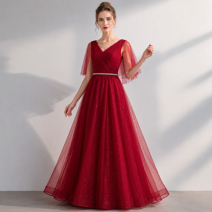 Elise Robertson | Sparkle Tulle A-line Maxi Gown For Women
