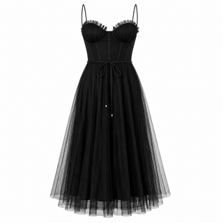 Elise Thornbury | Tulle Bustier Midi Dress For Women