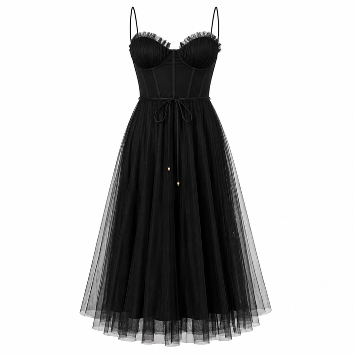 Elise Thornbury | Tulle Bustier Midi Dress For Women