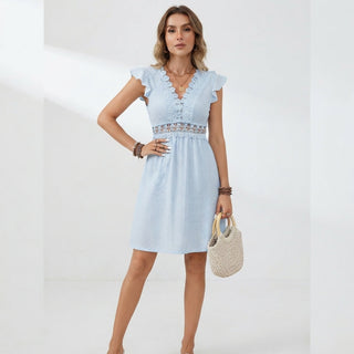 Elise Young | Lace Butterfly Sleeve Midi Dress For Women
