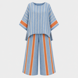 Elise Cunningham | Striped Linen Two-Piece Set For Women