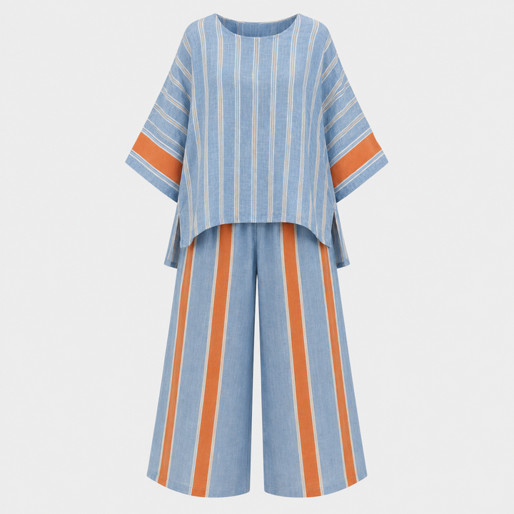 Elise Cunningham | Striped Linen Two-Piece Set For Women