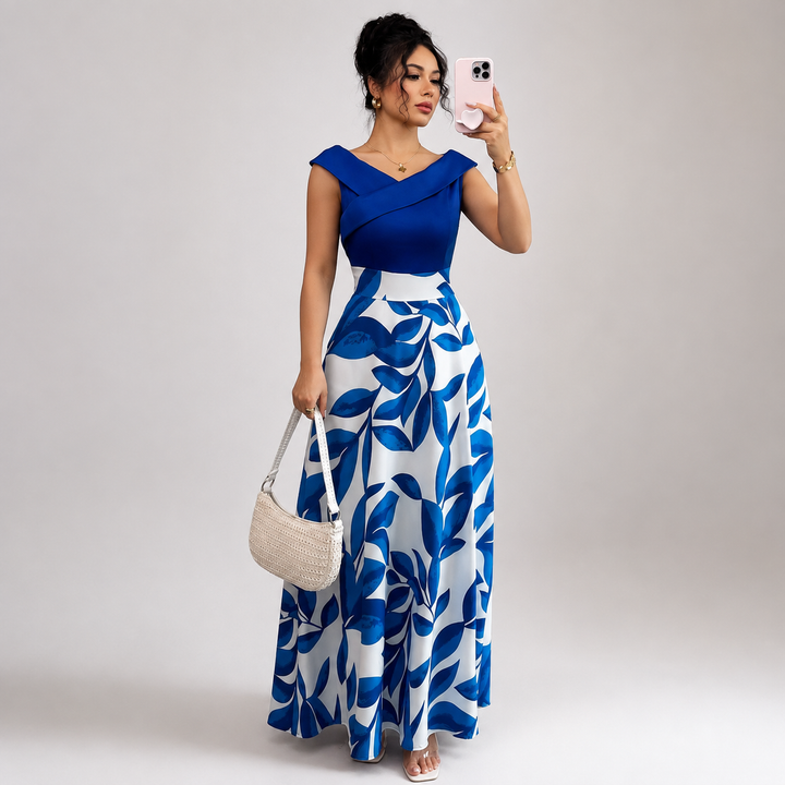 Eloise Harrington | Printed V-Neck Maxi Dress For Women
