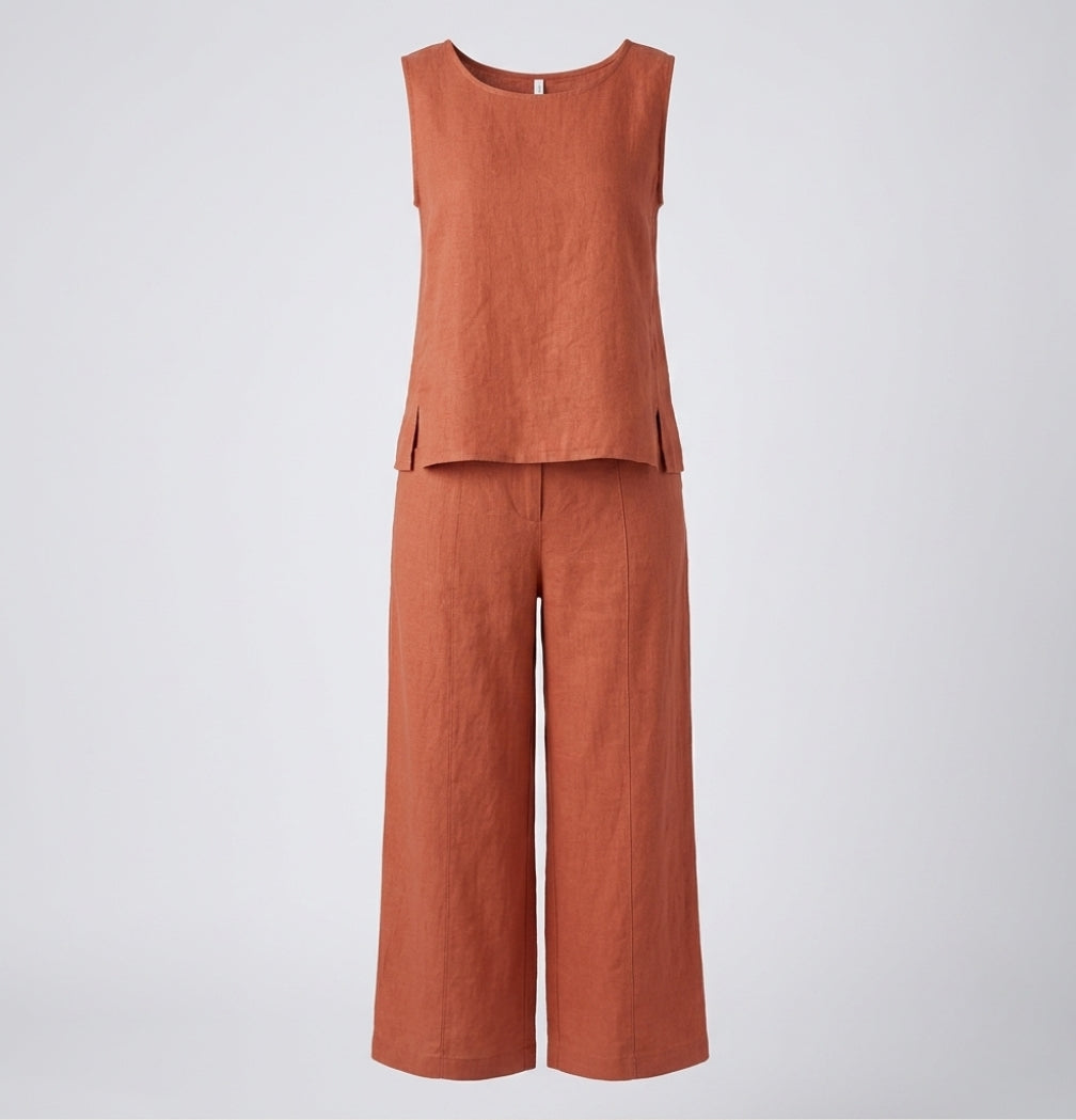 Eloise Martin | Linen Two-Piece Wide Leg Set For Women