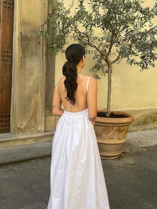 Ava Thornbury | Backless White Maxi Dress For Women