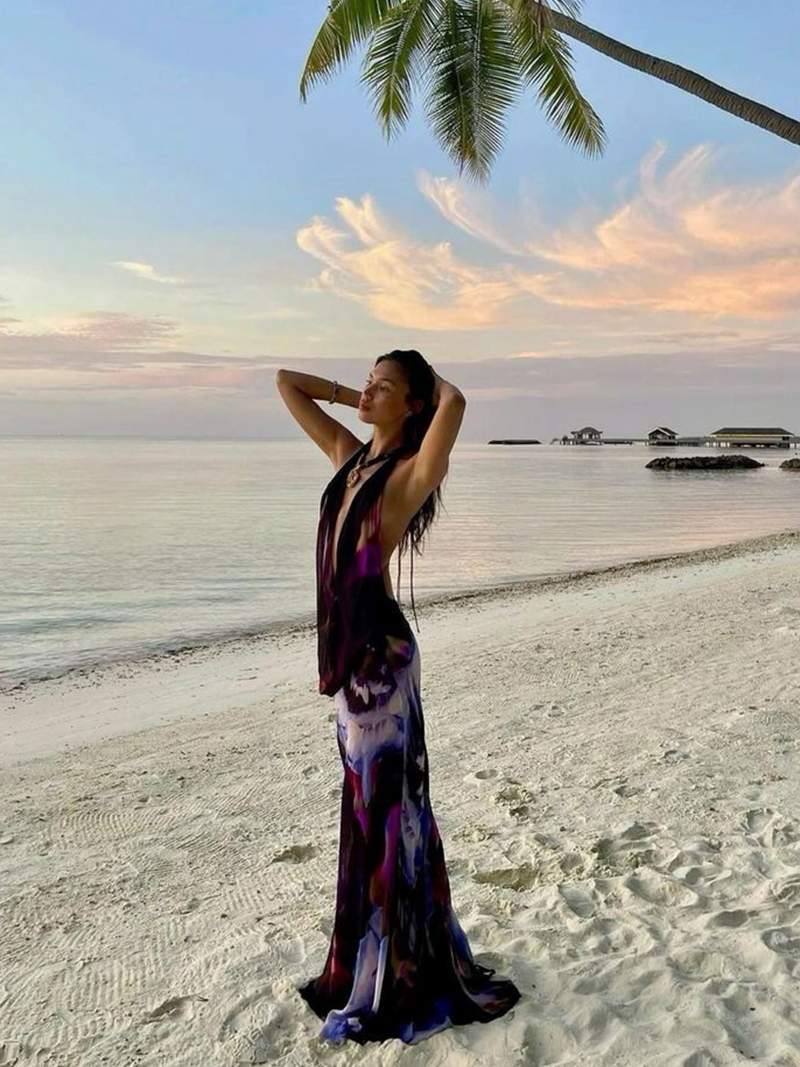 Phoebe Langley | Plunging Halter Maxi Dress For Women
