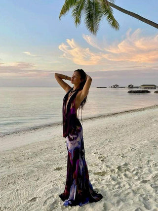 Phoebe Langley | Plunging Halter Maxi Dress For Women