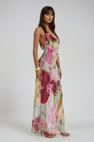 Elise Callahan | Floral Cowl Maxi Dress For Women