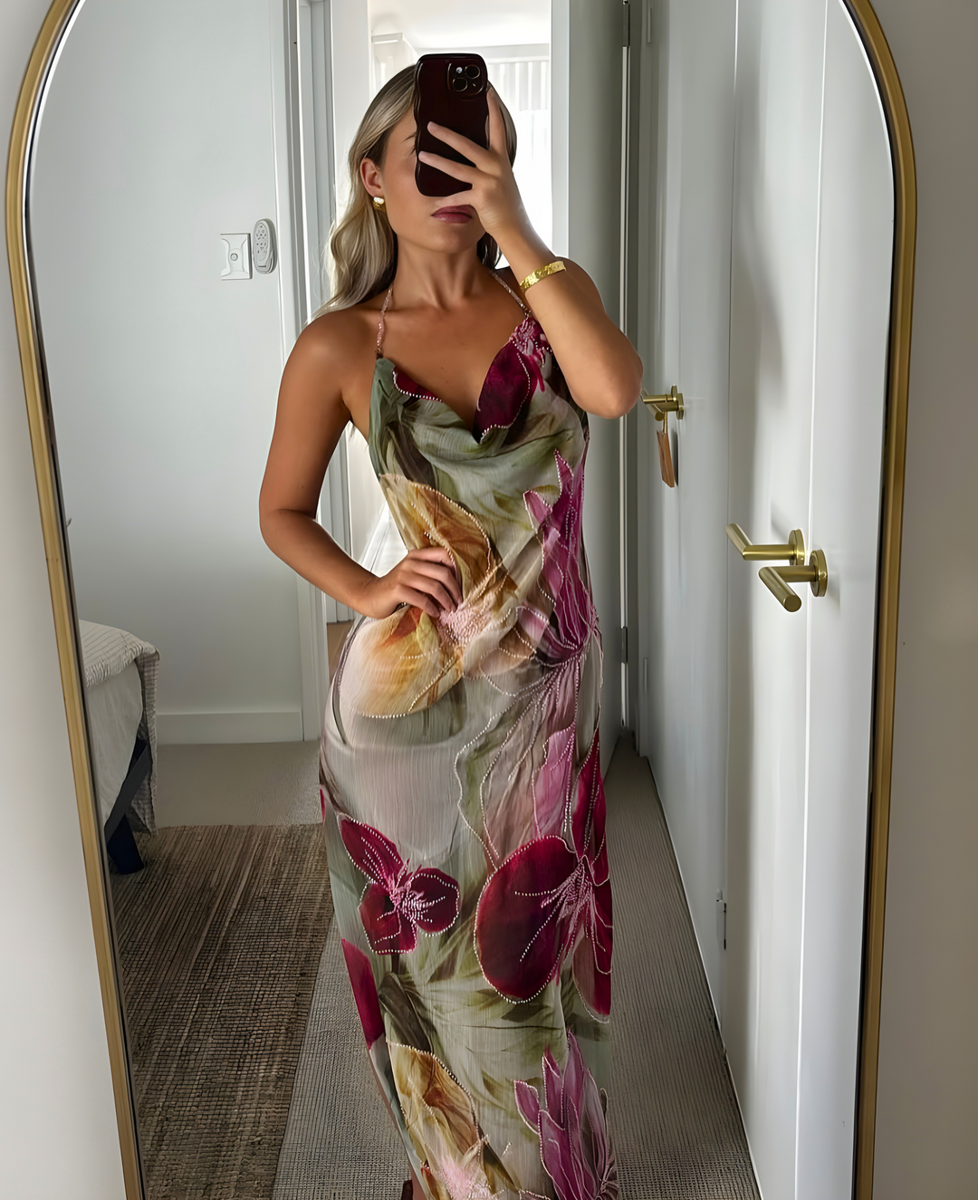 Elise Callahan | Floral Cowl Maxi Dress For Women