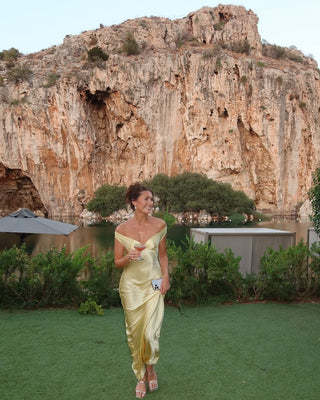 Charlotte Reid | Satin Off-Shoulder Maxi Dress For Women