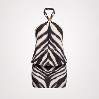 Emma Alderton | Zebra Print Halter Neck Mini Dress For Women