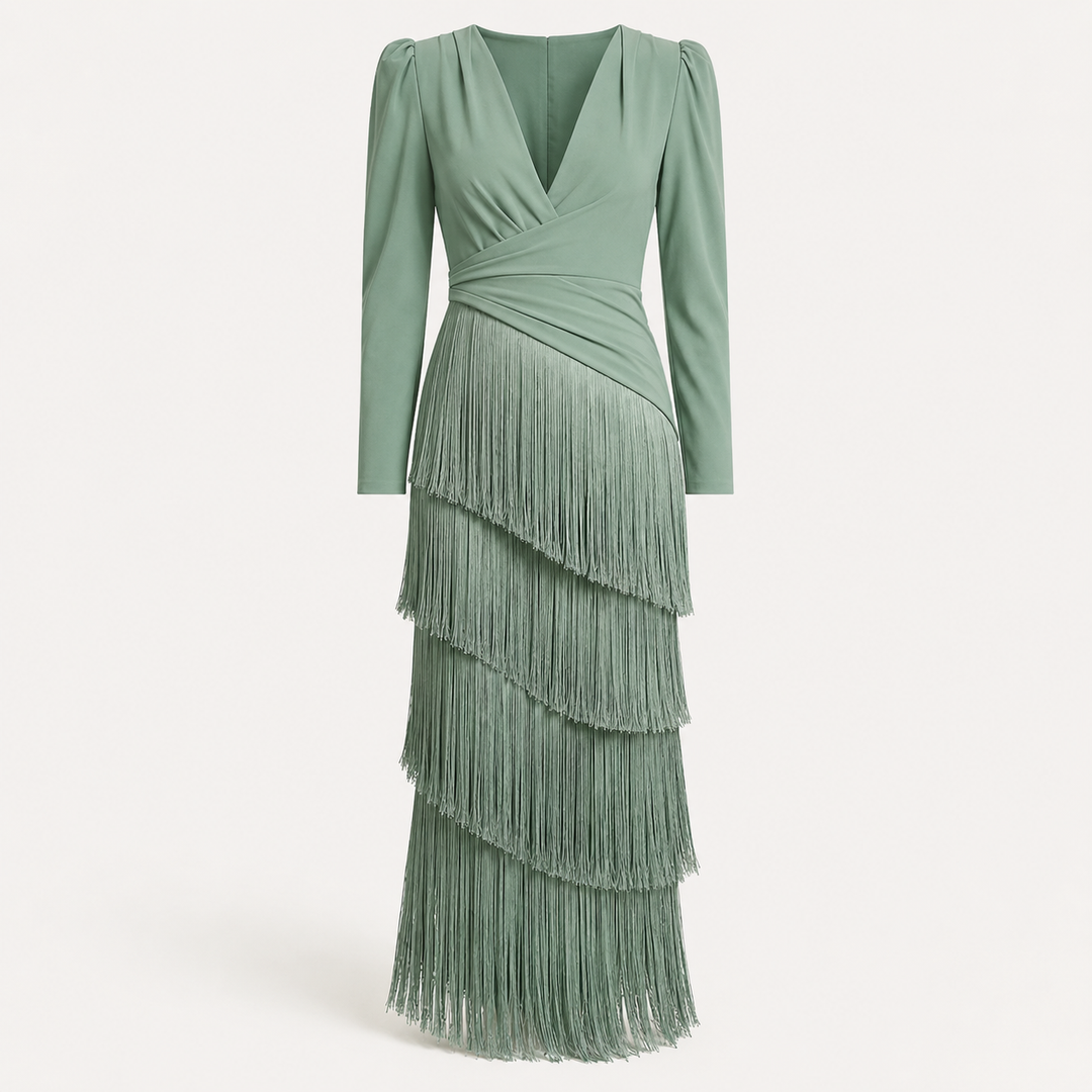 Emma Martin | Flowy V-Neck Long Sleeve Dress For Women
