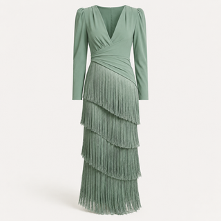 Emma Martin | Flowy V-Neck Long Sleeve Dress For Women