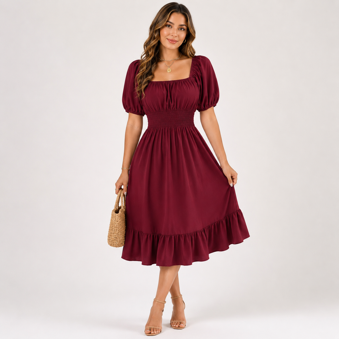 Freya Bennett | Ruffled A-Line Midi Dress For Women