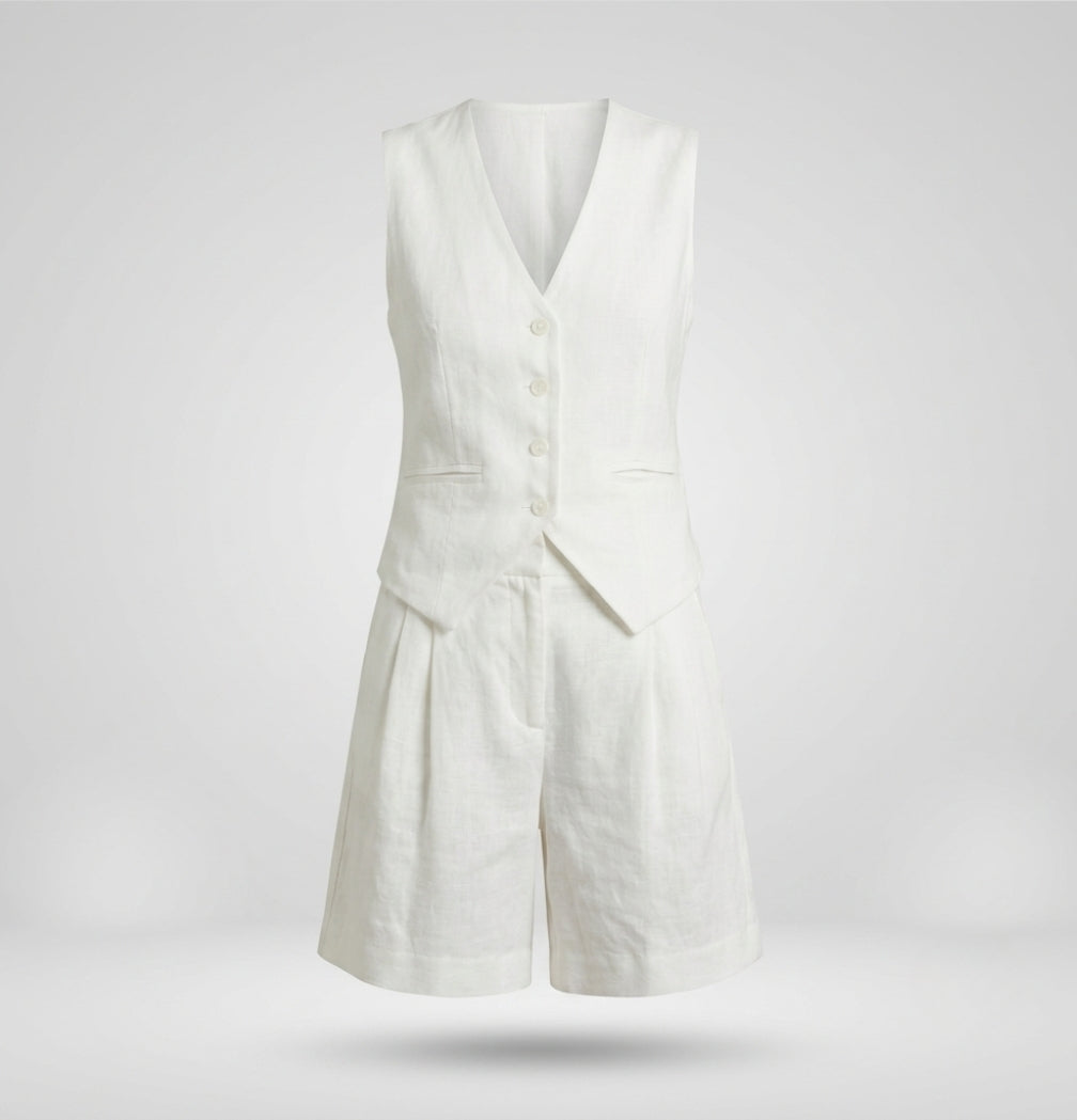 Gemma Paterson | Tailored Linen-Look Vest & Short Set For Women