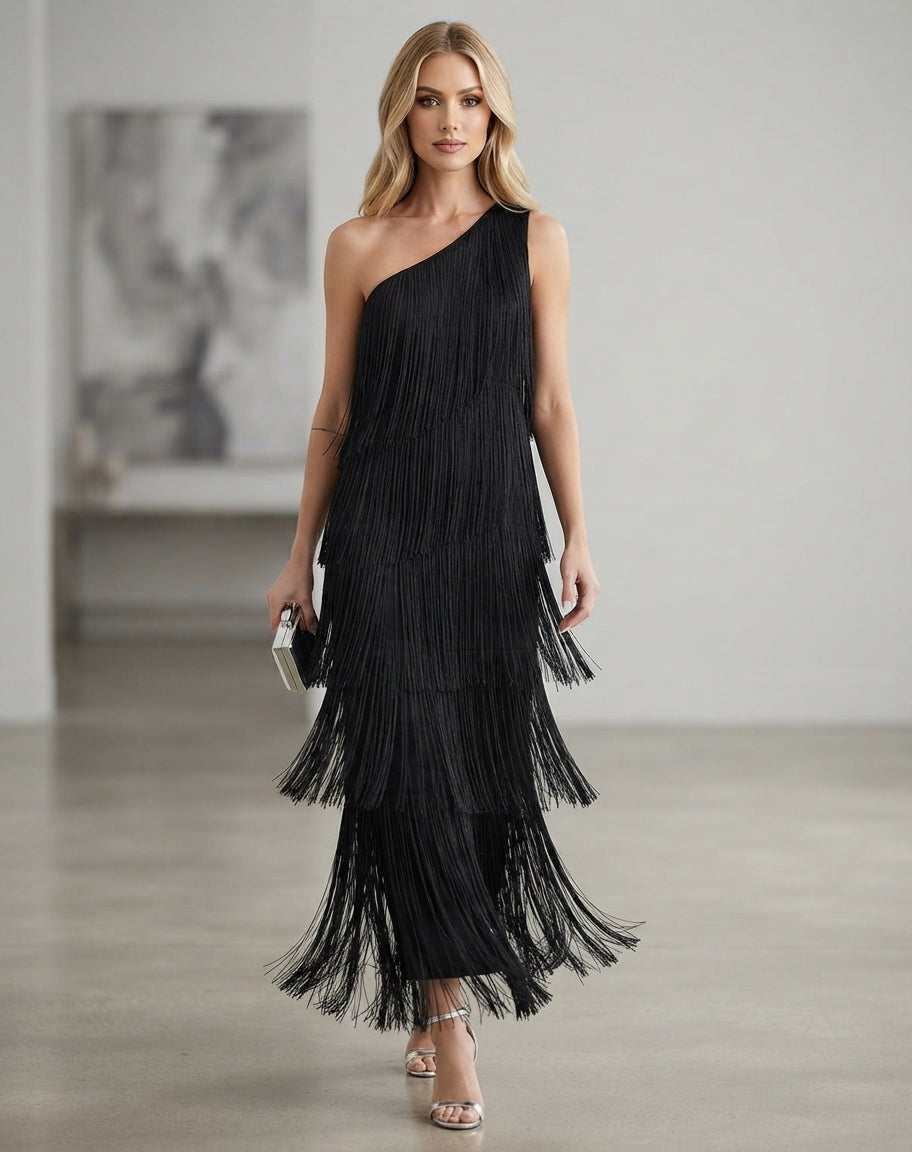Georgia King | One-Shoulder Tassel Maxi Dress For Women