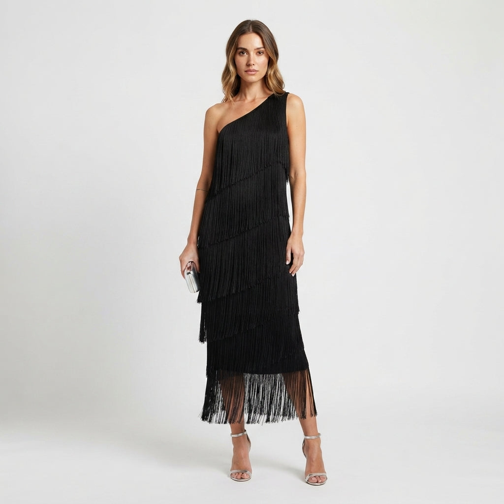 Georgia King | One-Shoulder Tassel Maxi Dress For Women