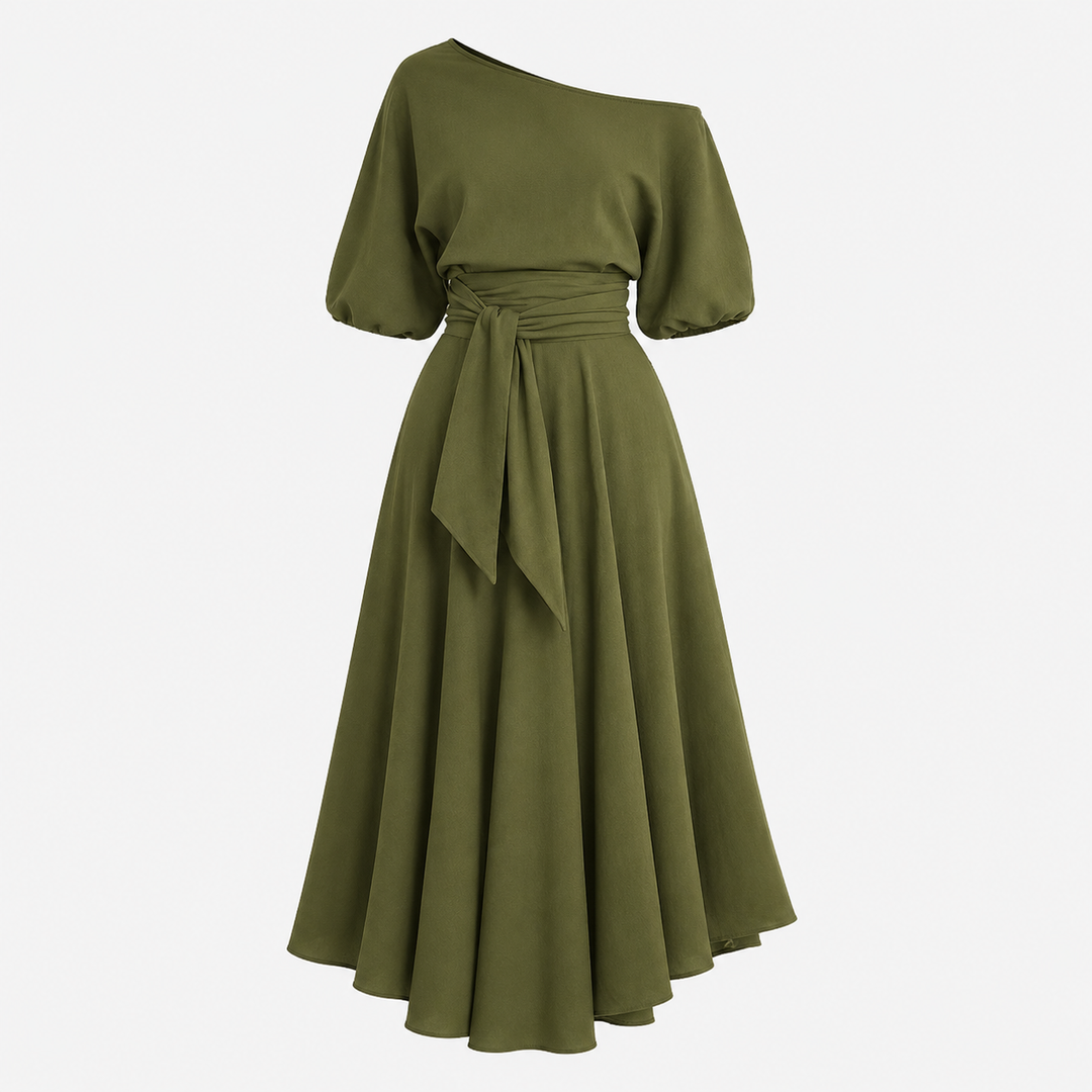 Grace Robertson | Off-Shoulder Tie Waist Maxi Dress For Women