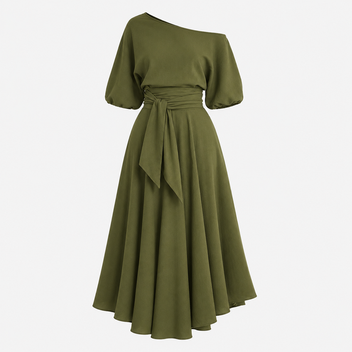 Grace Robertson | Off-Shoulder Tie Waist Maxi Dress For Women