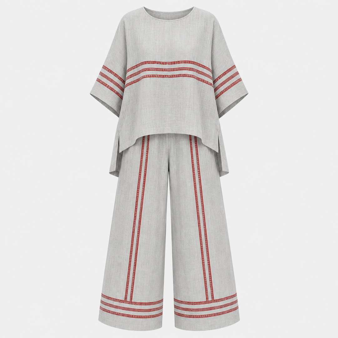 Grace Donovan | Striped Linen Two-Piece Set For Women