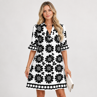 Hannah Collins | Floral V-Neck Mini Dress For Women