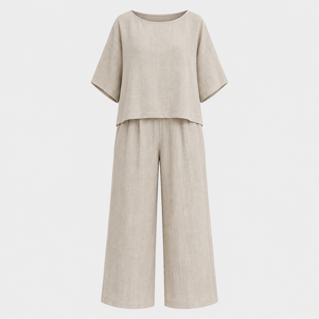 Hannah Young | Relaxed Linen-Blend Wide Leg Pants Set For Women