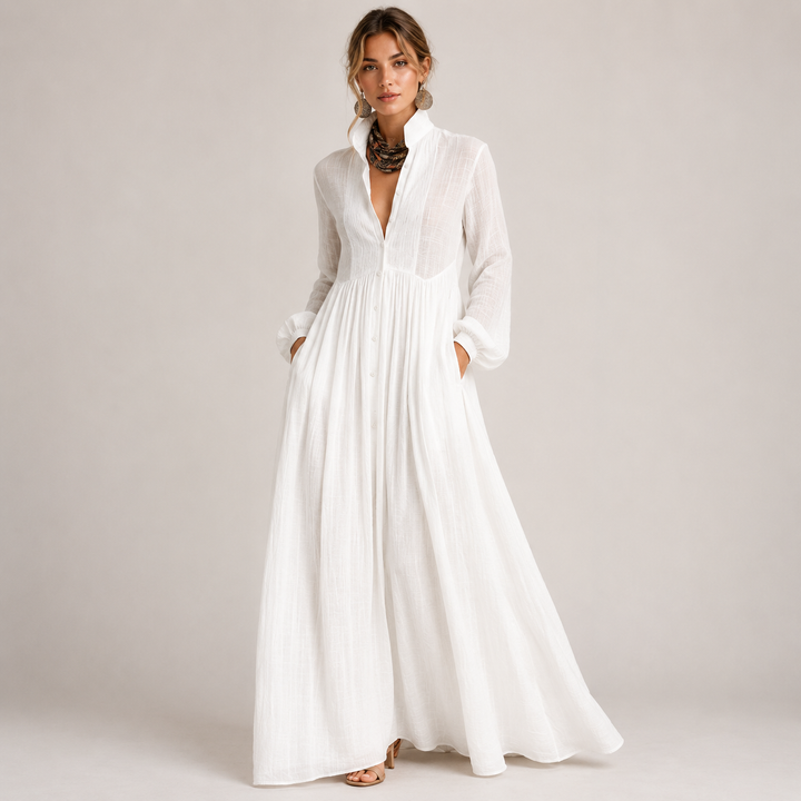 Harper White | Elegant Long Sleeve Maxi Dress For Women